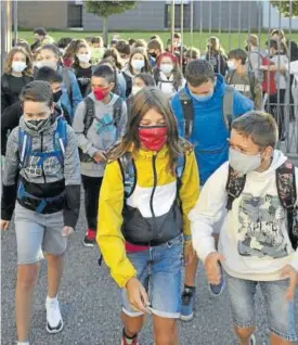  ?? Foto: Unai Beroiz ?? Escolares de un instituto navarro, el pasado septiembre.