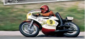  ??  ?? Billie Nelson, a rider who was loved by many in the paddock, showing his talent. Billie had raced four-strokes for many years and even won a Grand Prix as a sidecar passenger. In the early Seventies he was one of the top 10 riders in the 500 class on...