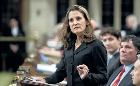  ?? SEAN KILPATRICK/THE CANADIAN PRESS ?? Minister of Foreign Affairs Chrystia Freeland delivers a speech in the House of Commons on Canada’s Foreign Policy in Ottawa on Tuesday.