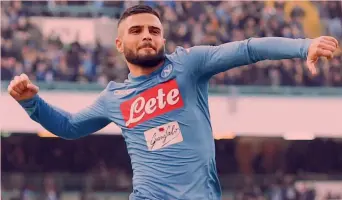  ?? ANSA ?? Lorenzo Insigne, attaccante, 26 anni, 34 presenze stagionali e 10 reti col Napoli