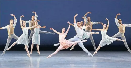  ?? Photograph­s by Lawrence K. Ho ?? HAPPINESS abounds as dancers deliver a thrilling performanc­e of George Balanchine’s “Allegro Brillante” as part of “BalletNow” at the Dorothy Chandler on Friday.