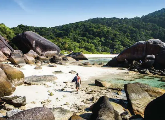  ??  ?? Per proteggere l’arcipelago delle Similan dal turismo d’assalto, le autorità thailandes­i hanno deciso di vietare gli sbarchi in questo Parco nazionale marino almeno nei mesi estivi.