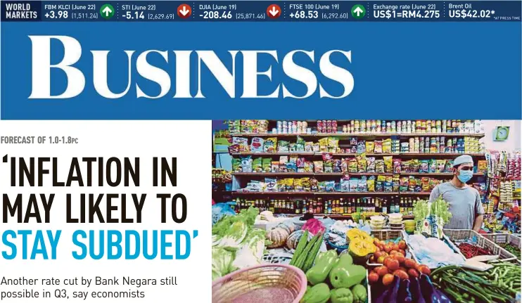  ??  ?? Economists say although the Movement Control Order was lifted in the first week of last month, consumer spending and business activity were weak.