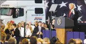  ?? ALEX BRANDON — THE ASSOCIATED PRESS ?? President Donald Trump speaks about tax reform Wednesday, at Harrisburg Internatio­nal Airport in Middletown, Pa., with a big rig framing the podium.