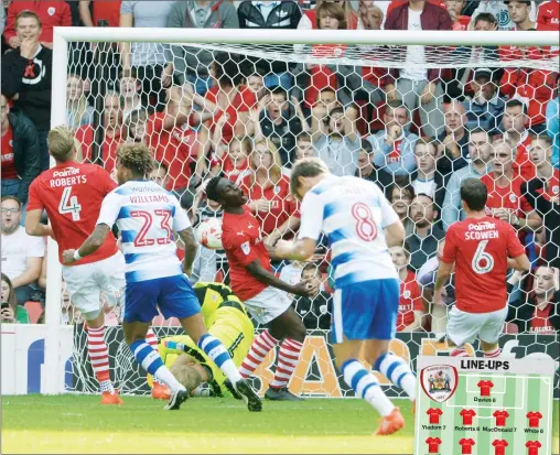  ?? PICTURES: Media Image ?? OPENER: Garath McCleary puts Reading ahead before seeing red