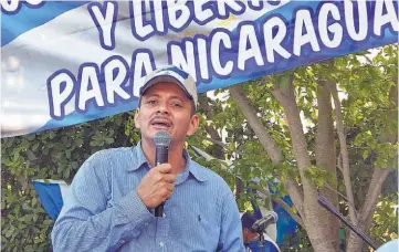  ?? ?? El líder campesino nicaragüen­se, Medardo Mairena, participó en el acto realizado en Miami.