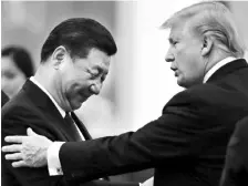  ?? REUTERS ?? FOR BETTER OR FOR WORSE: A file photo of US President Donald Trump ( right) and Chinese President Xi Jinping during Trump’s China visit in 2017