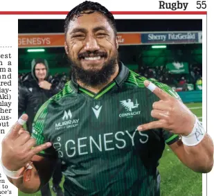  ?? ?? Green machine: Connacht and Ireland centre Bundee Aki