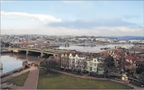  ??  ?? a river runs through it... looking across the Medway from Rochester castle