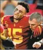  ?? Luis Sinco Los Angeles Times ?? USC star Drake London after breaking his ankle.