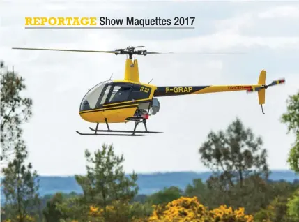  ??  ?? Le splendide R22 de Philippe Rabaste est un hélicoptèr­e de près de 2,10 m de diamètre rotor. La machine en impose par sa taille, elle est issue d’un kit Vario. Le modèle affiche 12 kg sur la balance et est propulsé par un Zenoah 29 cc.