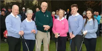  ??  ?? Courtown Captains, John Fitzgerald and Laura Funge, with President George Kilbride, lady President, Marcella Jones and Junior Captains Adam Spencer and Muireann O’Connor.