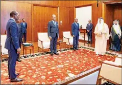  ?? KUNA photo ?? Kuwait’s Ambassador Dr. Mishal Al-Mansour submits credential­s to Benin’s President Patrice Talon.