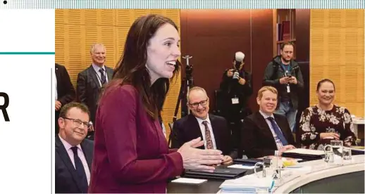  ?? AFP PIC ?? New Zealand’s Prime Minister Jacinda Ardern attending a cabinet meeting on her first day at Parliament after returning from maternity leave in Wellington yesterday.