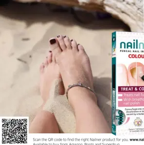  ?? ?? Scan the QR code to find the right Nailner product for you. www.nailner.co.uk Available to buy from Amazon, Boots and Superdrug