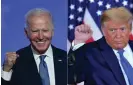  ?? ?? Most polls suggest that a 2024 contest between Biden and Trump will be close, not a 10-point blowout as a new poll indicates. Photograph: Angela Weiss/AFP/Getty Images