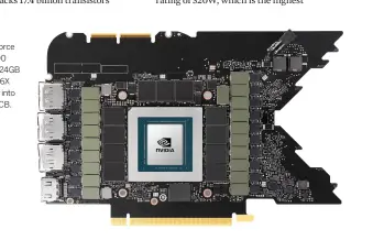  ??  ?? The GeForce RTX 3090 packs in 24GB of GDDR6X memory into its tiny PCB.