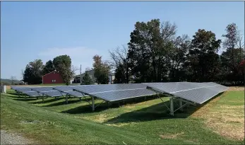  ?? COURTESY OF BERKS COUNTY COMMUNITY FOUNDATION ?? Solar panels at Werner Acres organic turkey farm in Lebanon County. The owner says the panels are useful but don’t meet all the power needs of the farm. “I spent a half-million to put this system up to save $20,000a year.” However, there is a new push to expand the effort and make it more cost-effective.