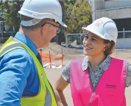  ??  ?? ON SCRIPT: TAFE Queensland general manager Ian Smythe and Deputy Premier Jackie Trad at the constructi­on site for the new building at the Pimlico TAFE campus in Townsville.