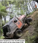  ??  ?? Stan Goodman in the V8 FJ40 double line winch up the steep Stage 9 hill.