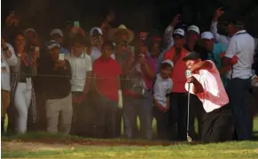  ??  ?? Watching players like Tiger hit seemingly impossible shots is compelling viewing.