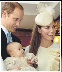  ??  ?? PROUD: William and Kate with George yesterday