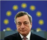  ??  ?? Headwinds: ECB president Mario Draghi has warned on the risks to eurozone growth