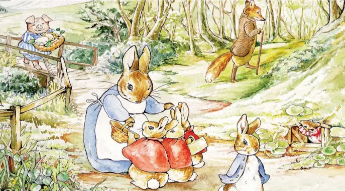 ??  ?? ‘Now my dears,’ said old Mrs. Rabbit one morning, ‘you may go into the fields or down the lane, but don’t go into Mr. McGregor’s garden: your Father had an accident there. (Illustrati­on by Beatrix Potter)