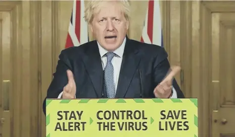  ??  ?? Prime Minister Boris Johnson speaking during a media briefing in Downing Street, London, on coronaviru­s.