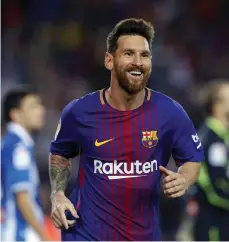  ?? ANDY MITTEN EPA ?? Lionel Messi showed good movement and scored a hat-trick in a 5-0 victory for Barcelona against Catalan rivals Espanyol