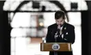  ?? Photograph: Elvis Gonzalez/EPA ?? Gabriel Boric outside the presidenti­al palace on Monday.