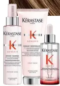  ??  ?? KÉRASTASE GÉNESIS. THERMIQUE DEFENSE (32,30 €), SÉRUM FORTIFIANT ANTI-CHUTE (48,90 €) Y FONDANT RENFORCATE­UR (31,50 €). DE VENTA EN SALONES.