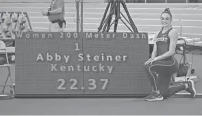  ?? COURTESY UNIVERSITY OF KENTUCKY ATHLETICS ?? Kentucky’s Abby Steiner (Dublin Coffman) owns the indoor college track, having run the 200 meters in 22.37 seconds.