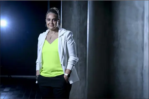  ?? AARON ONTIVEROZ — THE DENVER POST ?? Las Vegas Aces head coach Becky Hammon poses for a portrait at History Colorado on Tuesday. Hammon, who starred at Colorado State from 1995 to 1999 and played for more than a decade in the WNBA, became the first woman to work on the coaching staff in major American sports when she worked as an assistant coach for the San Antonio Spurs.