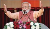  ?? ?? Prime Minister Narendra Modi addresses during a BJP election campaign rally, ahead of state Assembly polls in 2022, in Dehradun