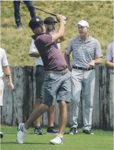  ?? AFP ?? American Ryder Cup captain Jim Furyk, right, oversees a practice round at Le Golf National earlier this month