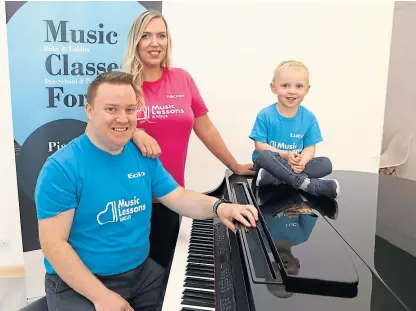  ?? Picture: Dougie Nicolson. ?? Music teachers Eoin and Nicole Tonner with three-year-old son Lucas.