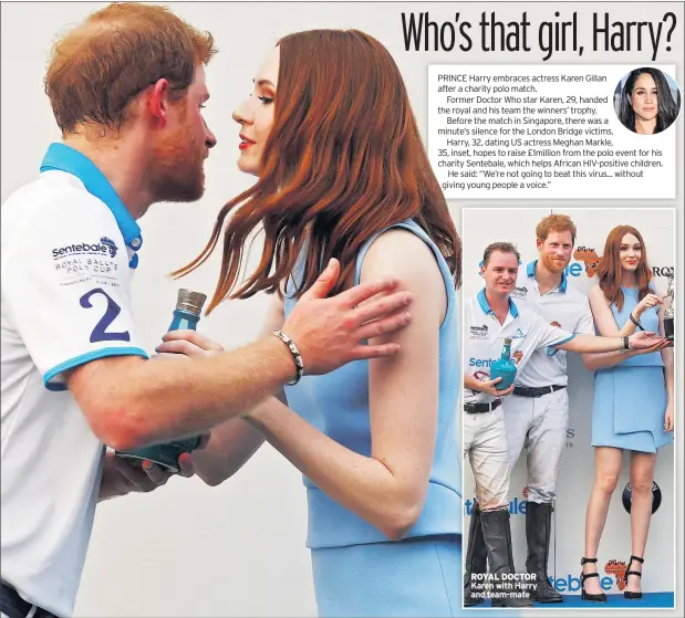  ??  ?? ROYAL DOCTOR Karen with Harry and team-mate