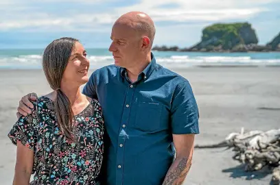  ?? NOMAD AUDIO & VIDEO ?? Prue Holms-Schwalger and Daimon Schwalger ditched city life for the West Coast and are loving it. Left, the couple’s three-bedroom home in Westport cost them $240,000 in 2019.