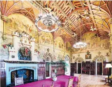  ?? CAMERON HEWITT ?? The stunning Banqueting Hall inside Cardiff Castle is a Victorian fantasy of what a medieval dining hall might look like.