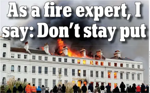  ??  ?? Lucky escape: Fire gutted the Grade II* listed seafront Claremont hotel in Eastbourne last week