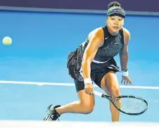 ?? — AFP photo ?? Osaka in action in the round of 32 match against Martic during their Women’s Singles tennis match at the Qatar WTA Open at Khalifa Internatio­nal Tennis and Squash Complex in Doha.