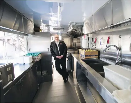  ??  ?? Salvation Army Major Sheldon Feener inside the Victoria branch’s new community response unit.