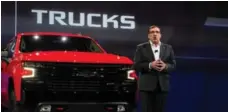  ?? JEWEL SAMAD/AFP/GETTY IMAGES ?? GM North America president Alan Batey at the Detroit Auto Show. North American sales will help sustain profit through 2018, the company says.