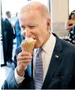  ?? ?? WORLD SCREAMS FOR PEACE: While tucking into his vanilla ice cream cone, Biden announces the much-awaited prospects for a Gaza ceasefire