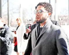  ??  ?? Smollett arrives to attend a hearing on whether cameras will be allowed in future proceeding­s of his trial on felony charges, at the Leighton Criminal Court Building in Chicago, Illinois, on Tuesday. — Reuters photo