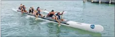  ??  ?? Strong strokes: The Dilworth School waka ama team competes at nationals for the first time this year. Logan Rahiri, Lennox Benjamin, Shem Setu, Reeve Phillips, Ivan Faddy and captain Hiwa Hopa paddle for Dilworth.