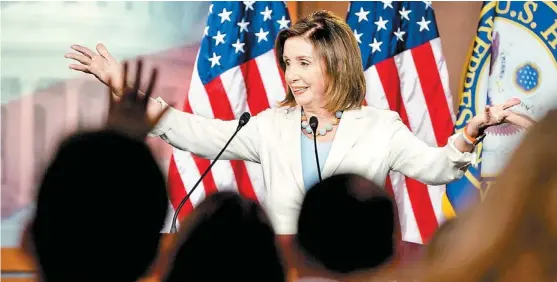  ?? REUTERS ?? Nancy Pelosi, líder legislativ­a, se opuso al juicio pues argumenta que el republican­o lo puede capitaliza­r políticame­nte.