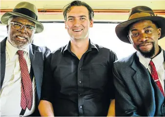  ??  ?? GENERATION­S: John Kani, Jarryd Coetsee and Atandwa Kani on set