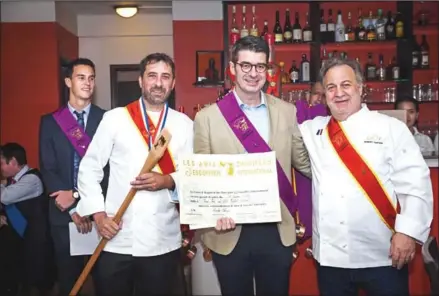  ?? SUPPLIED/PISETH PEN ?? Members of the newly establishe­d Cambodian chapter of the Disciples d’Escoffier, from left to right: Secretary-General Charly Guillo, President Richard Gillet, Treasurer Nicolas Olivry and Chairman of Disciples d’Escoffier Asia Robert Fontana.